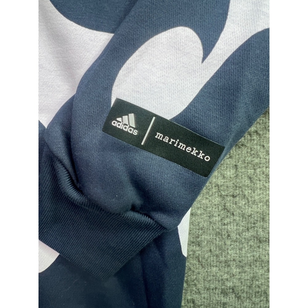 Adidas Marimekko Unikko Sweatshirt Womens M Purple Navy Pullover HS6725 New - Picture 2 of 10